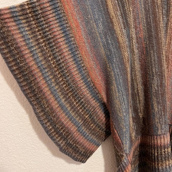 John & Mark Tunic Brown Multicolored Boho cowl neck 3/4 Dolman sleeve Sweater - Picture 5 of 7